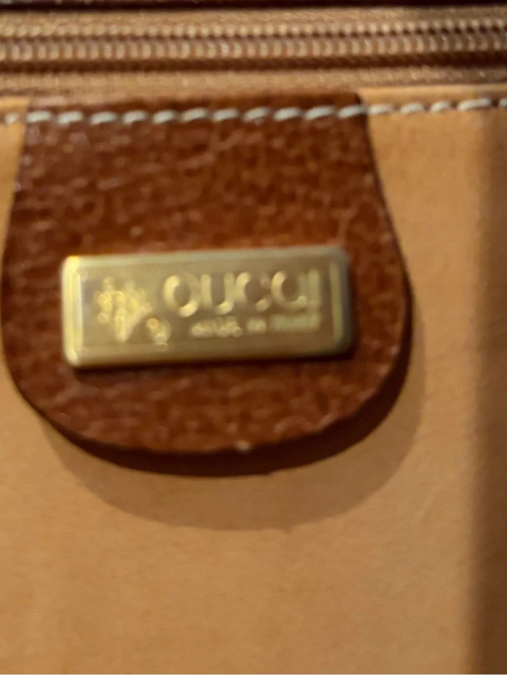 Vintage Gucci Tan and Cream Leather-Trim Briefcase